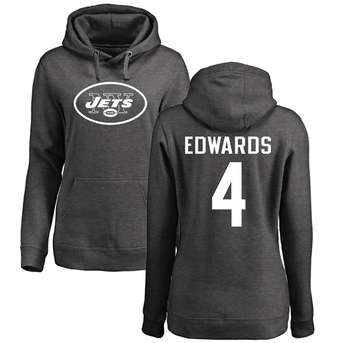 New York Jets Ash Women Lac Edwards One Color NFL Football 4 Pullover Hoodie Sweatshirts